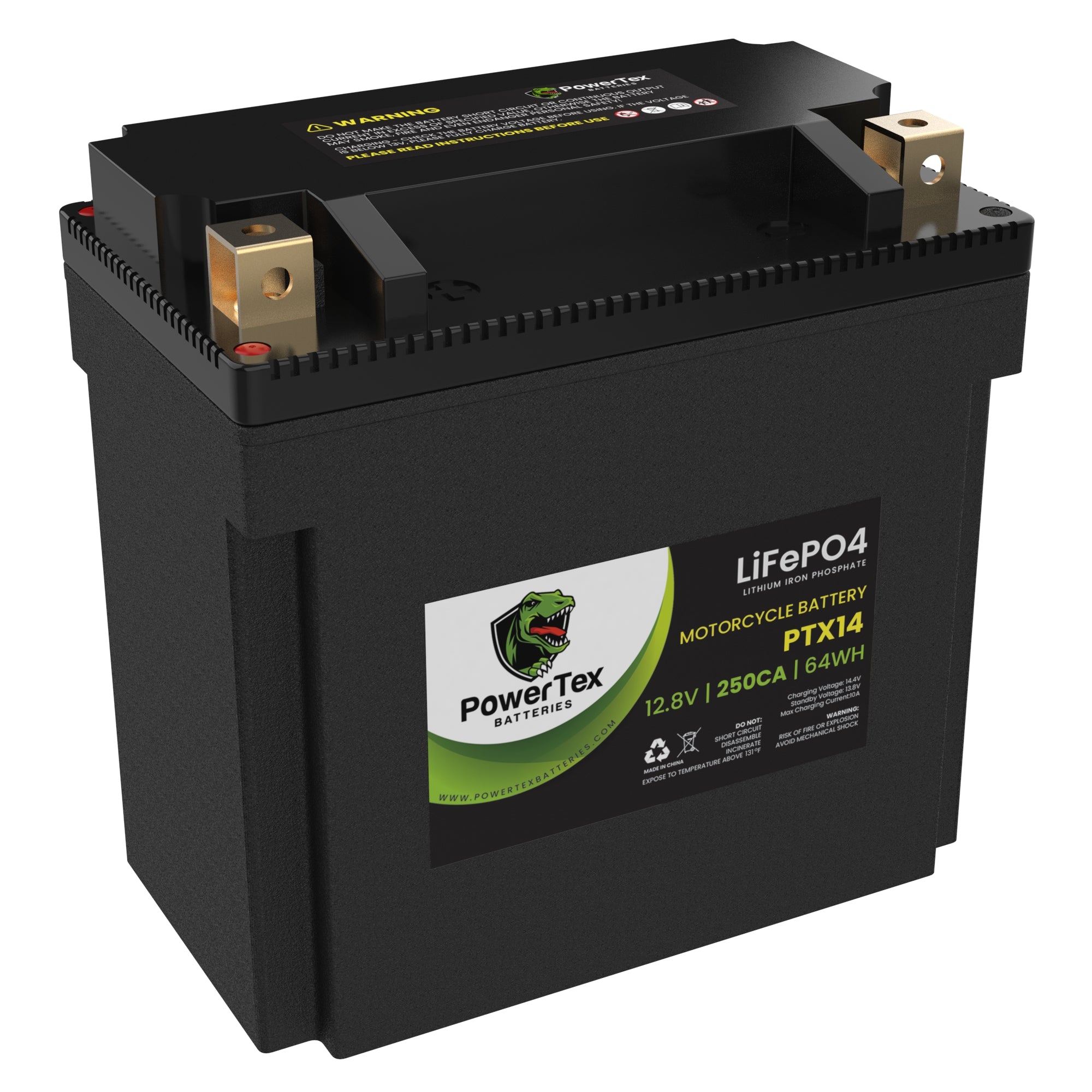 PowerTex Batteries YTX14-BS LiFePO4 Lithium Iron Phosphate Motorcycle Battery