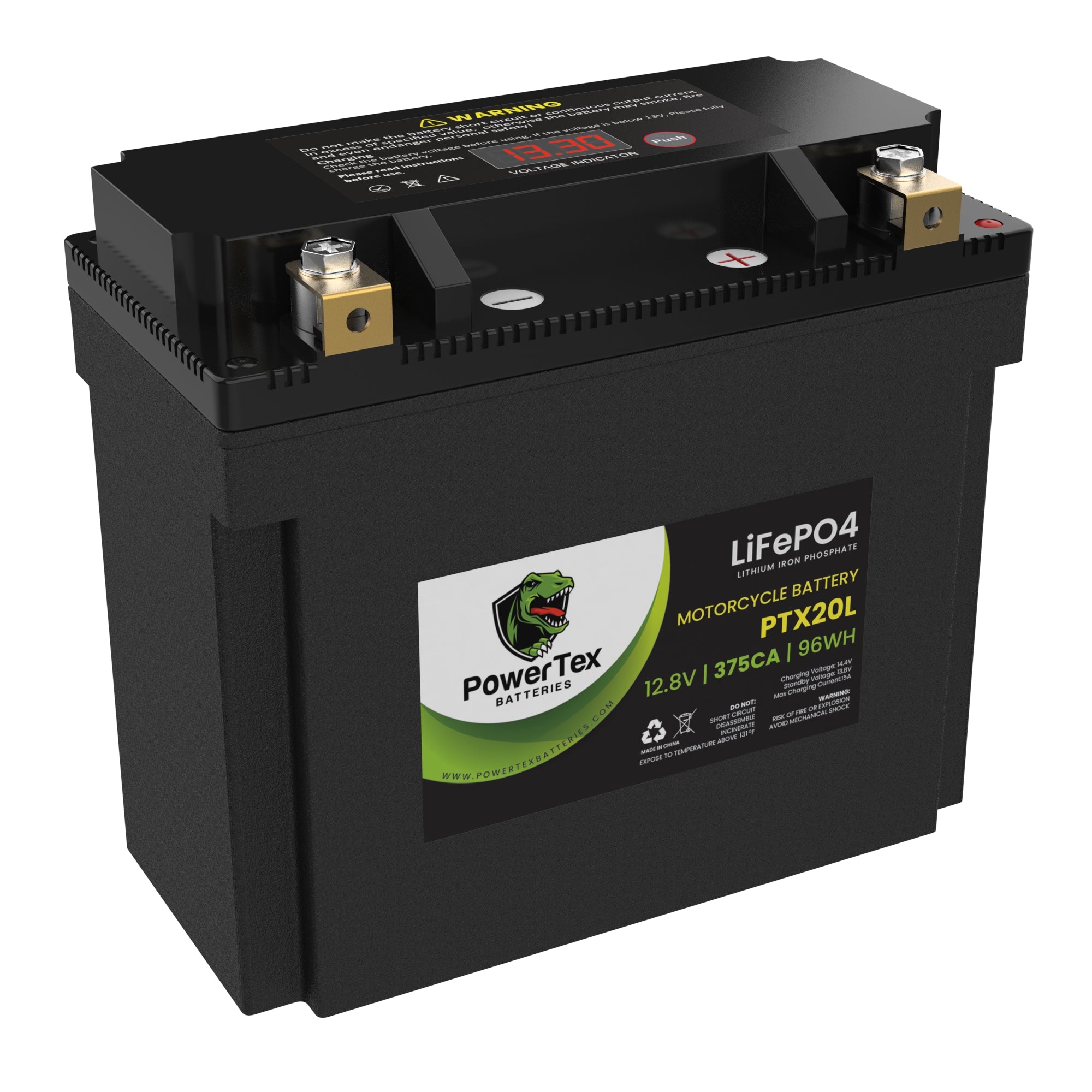 PowerTex Batteries YTX20L-BS LiFePO4 Lithium Iron Phosphate Motorcycle Battery