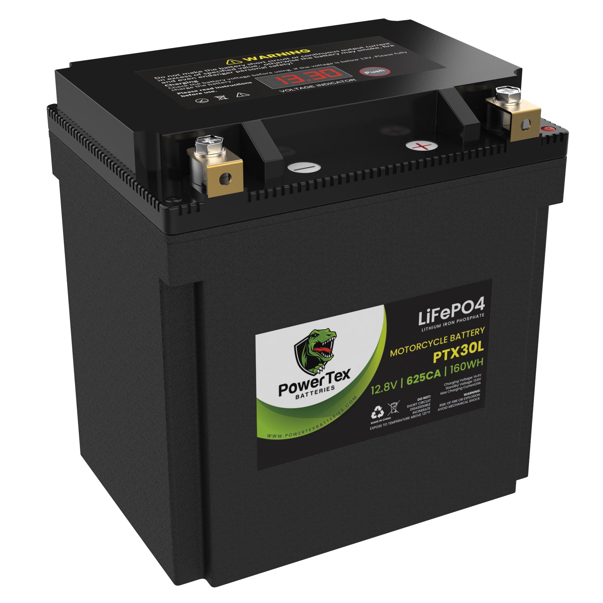 PowerTex Batteries YTX30L-BS LiFePO4 Lithium Iron Phosphate Motorcycle Battery