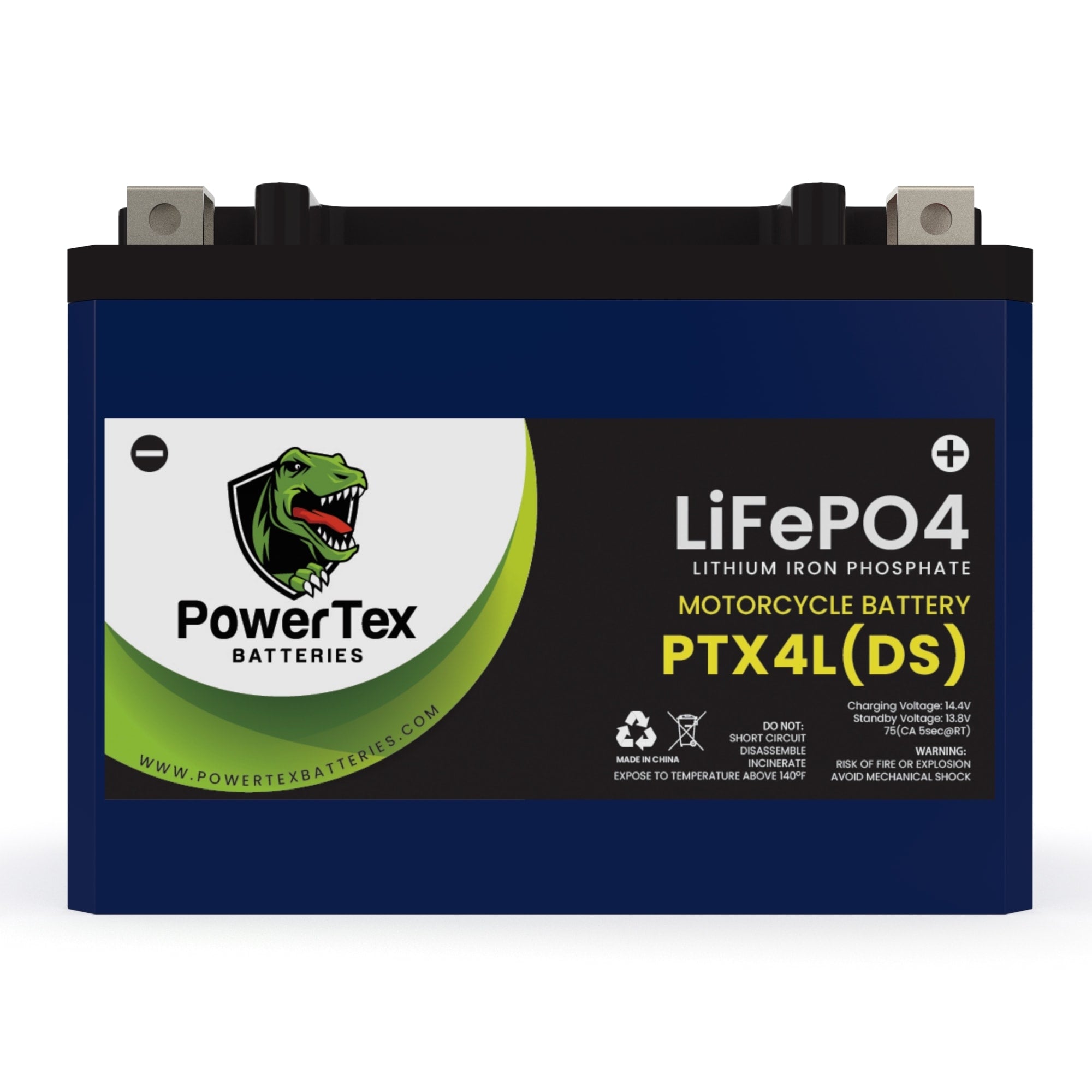 PowerTex Batteries YTX4L-BS LiFePO4 Lithium Iron Phosphate Motorcycle Battery