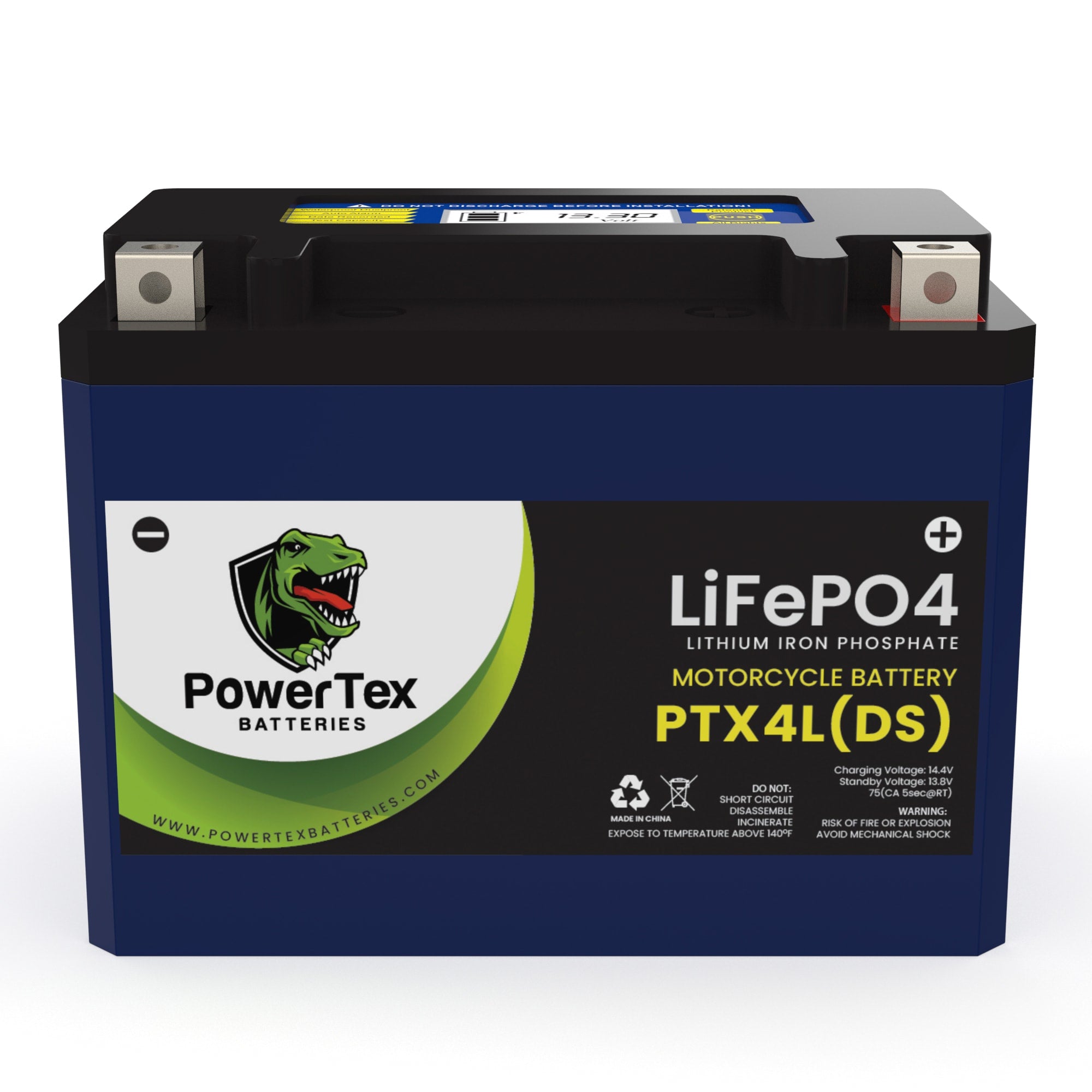 PowerTex Batteries YTX4L-BS LiFePO4 Lithium Iron Phosphate Motorcycle Battery