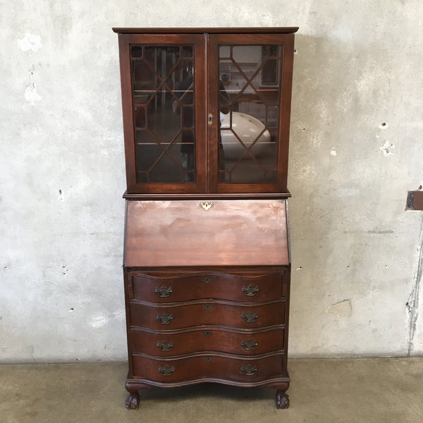 Antique Queen Ann Style Secretary Desk Cabinet 8021