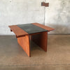 Danish Mid Century Teak End Table With Smoked Glass