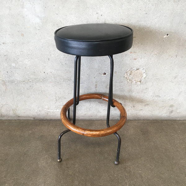 Vintage Metal and Bamboo Work Stool