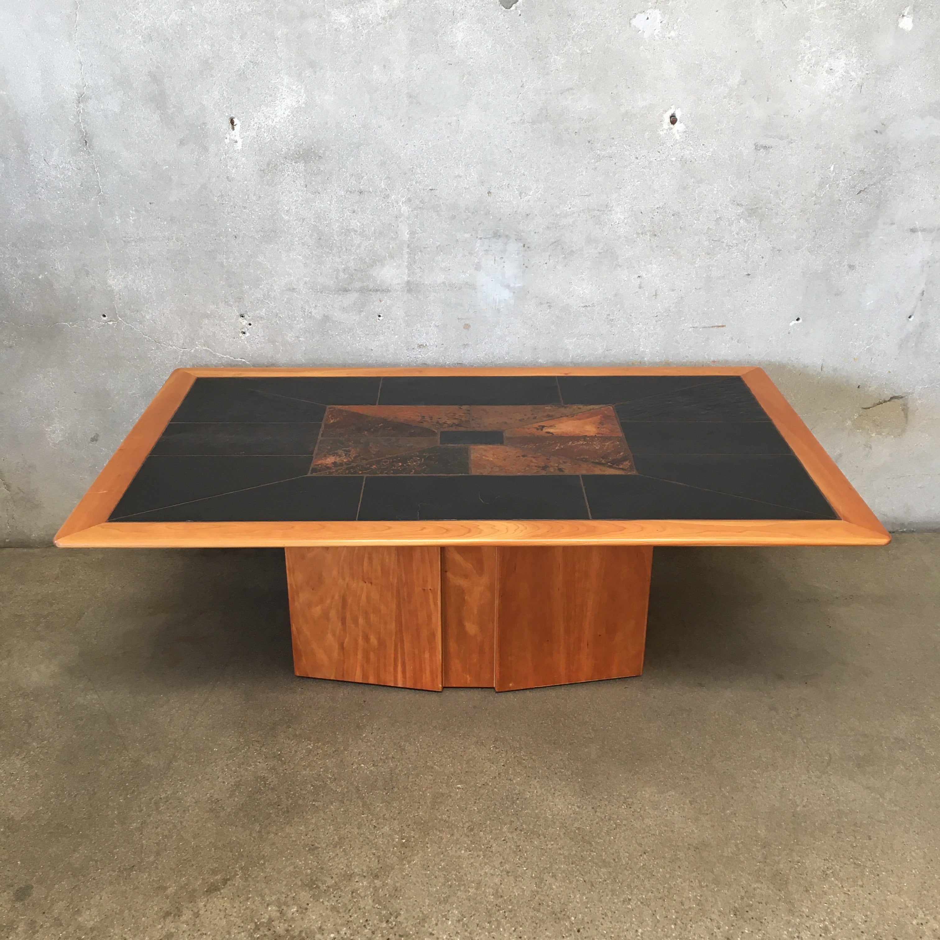 South African Cherry Wood Coffee Table With Inlaid Slate