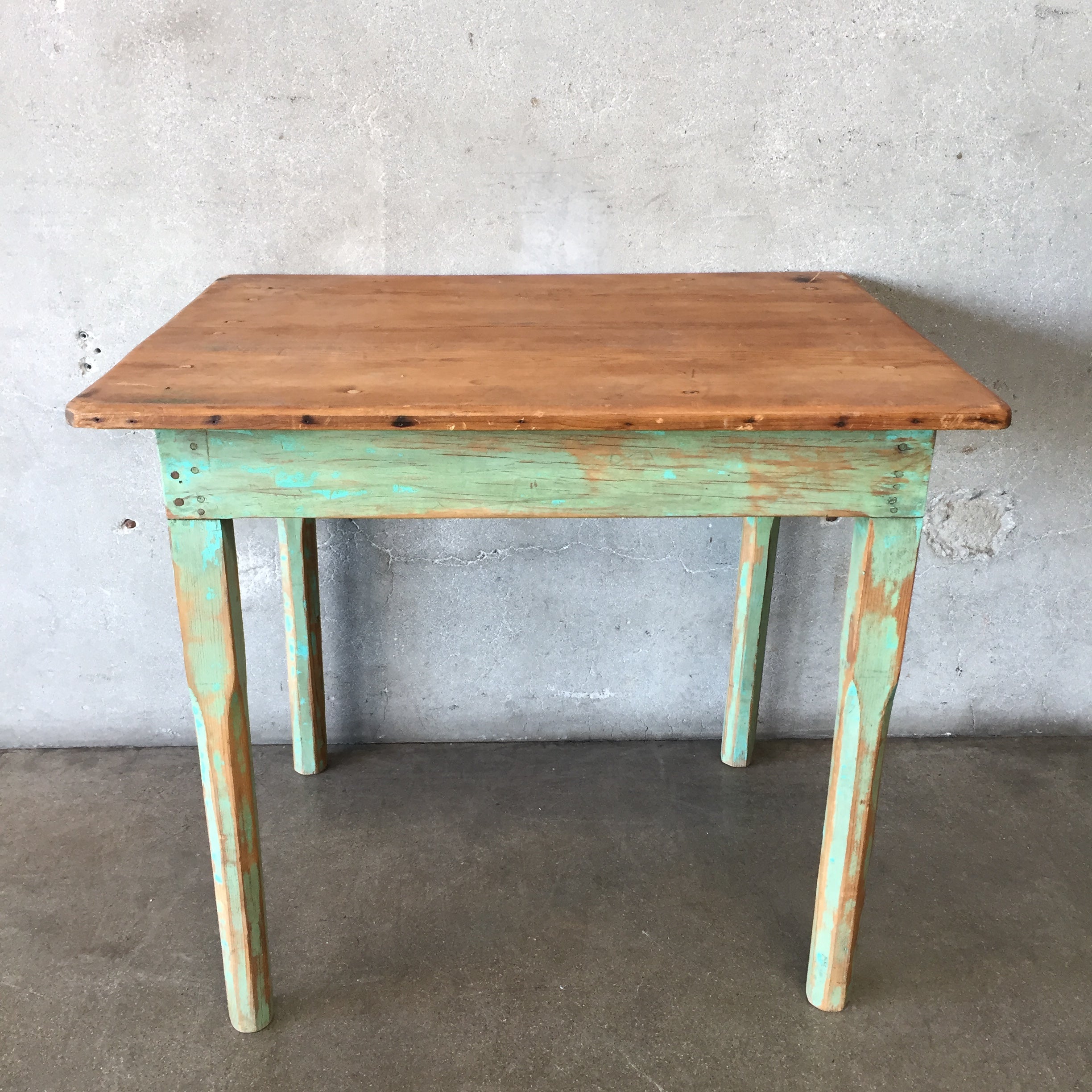 Vintage Green Rustic Mexican Wood Table