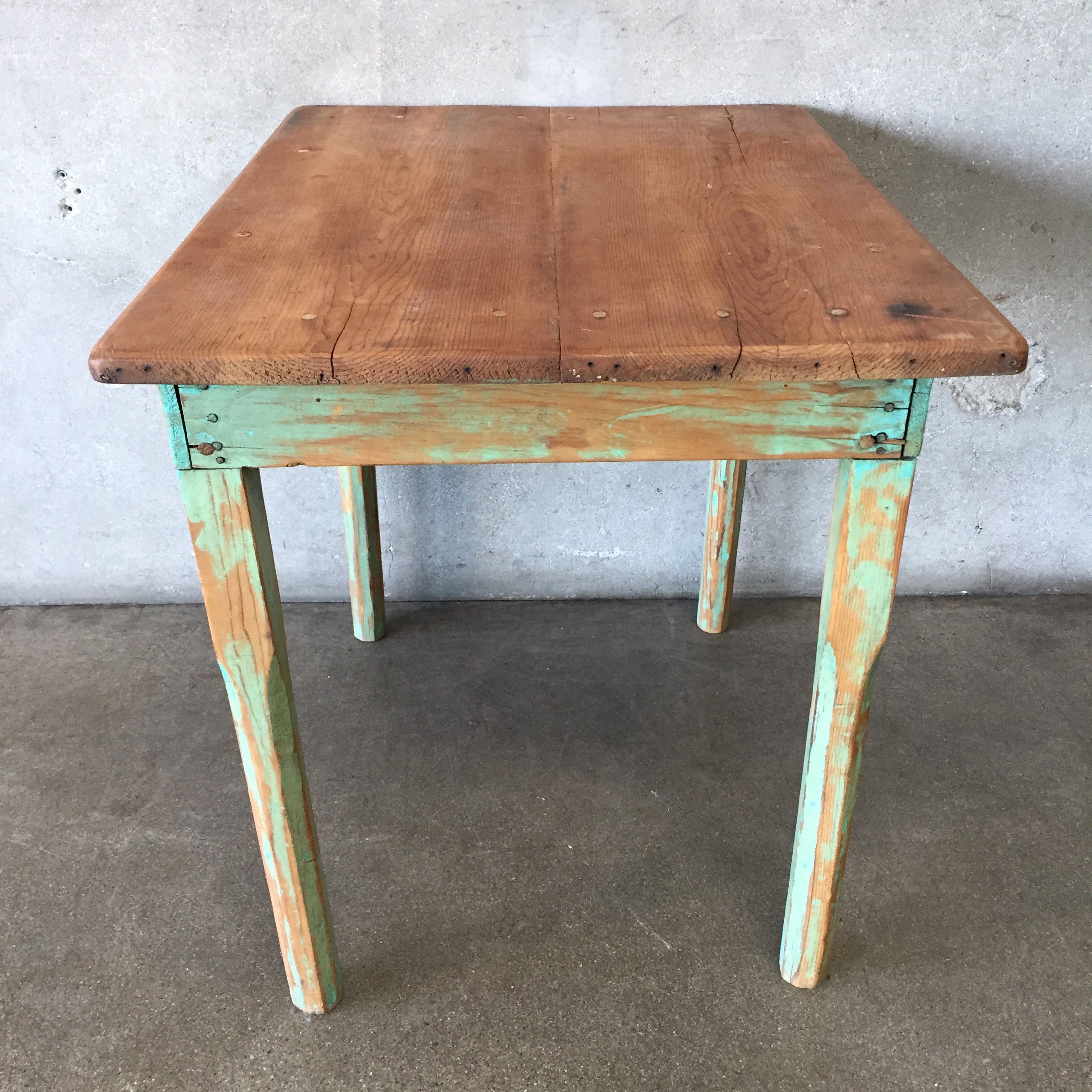 Vintage Green Rustic Mexican Wood Table