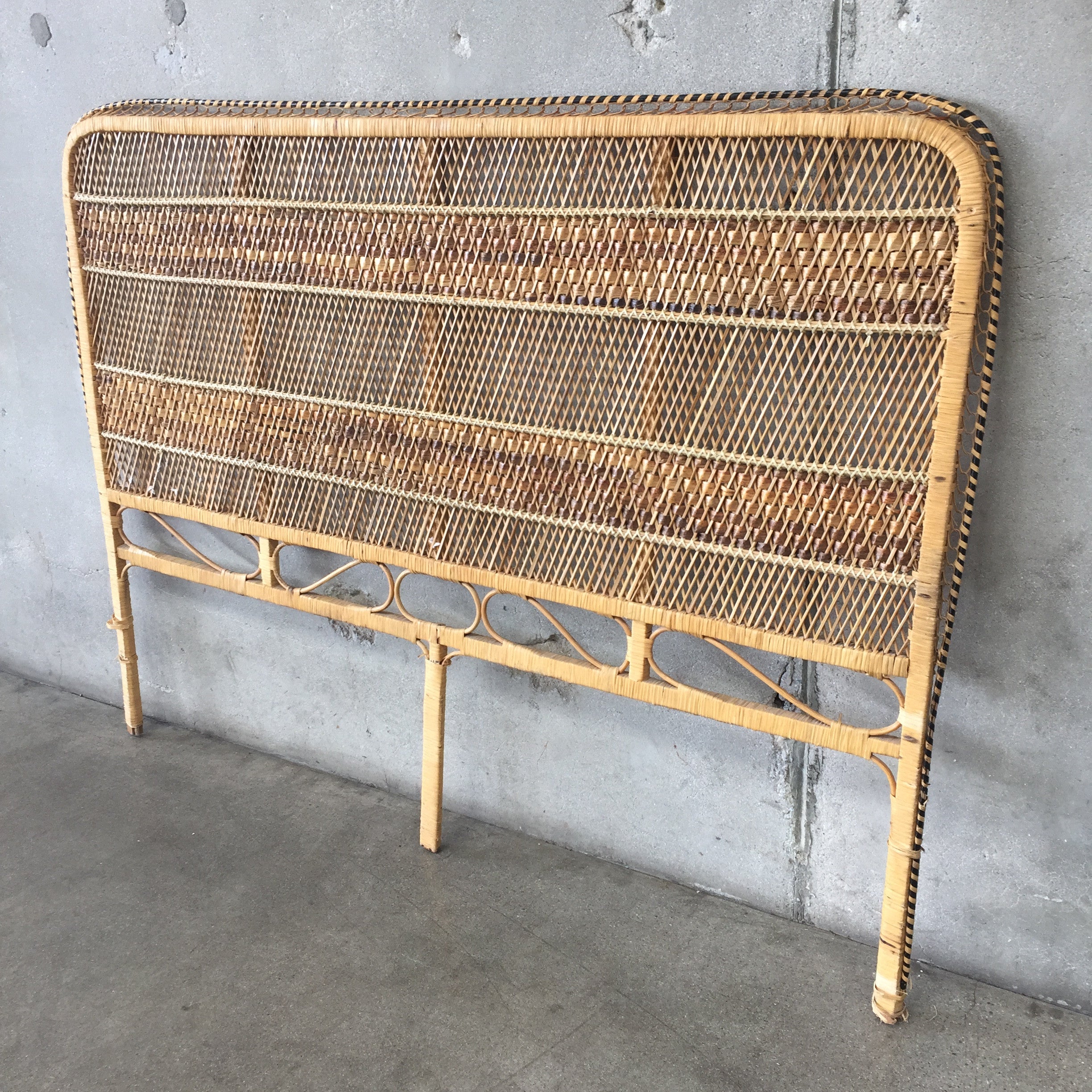 Vintage Rattan Full Size Headboard Urbanamericana