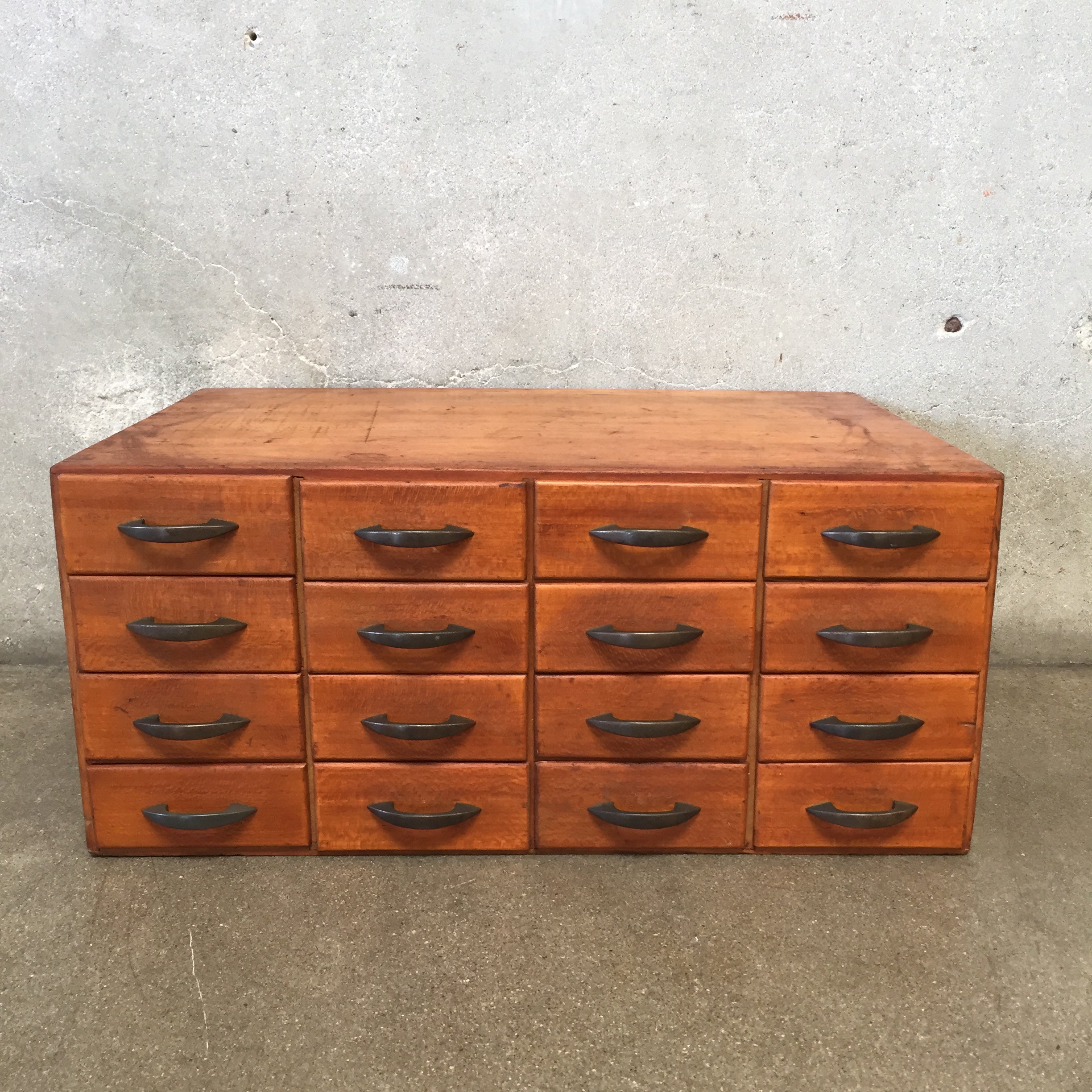 Vintage 16 Drawer Wood Cabinet