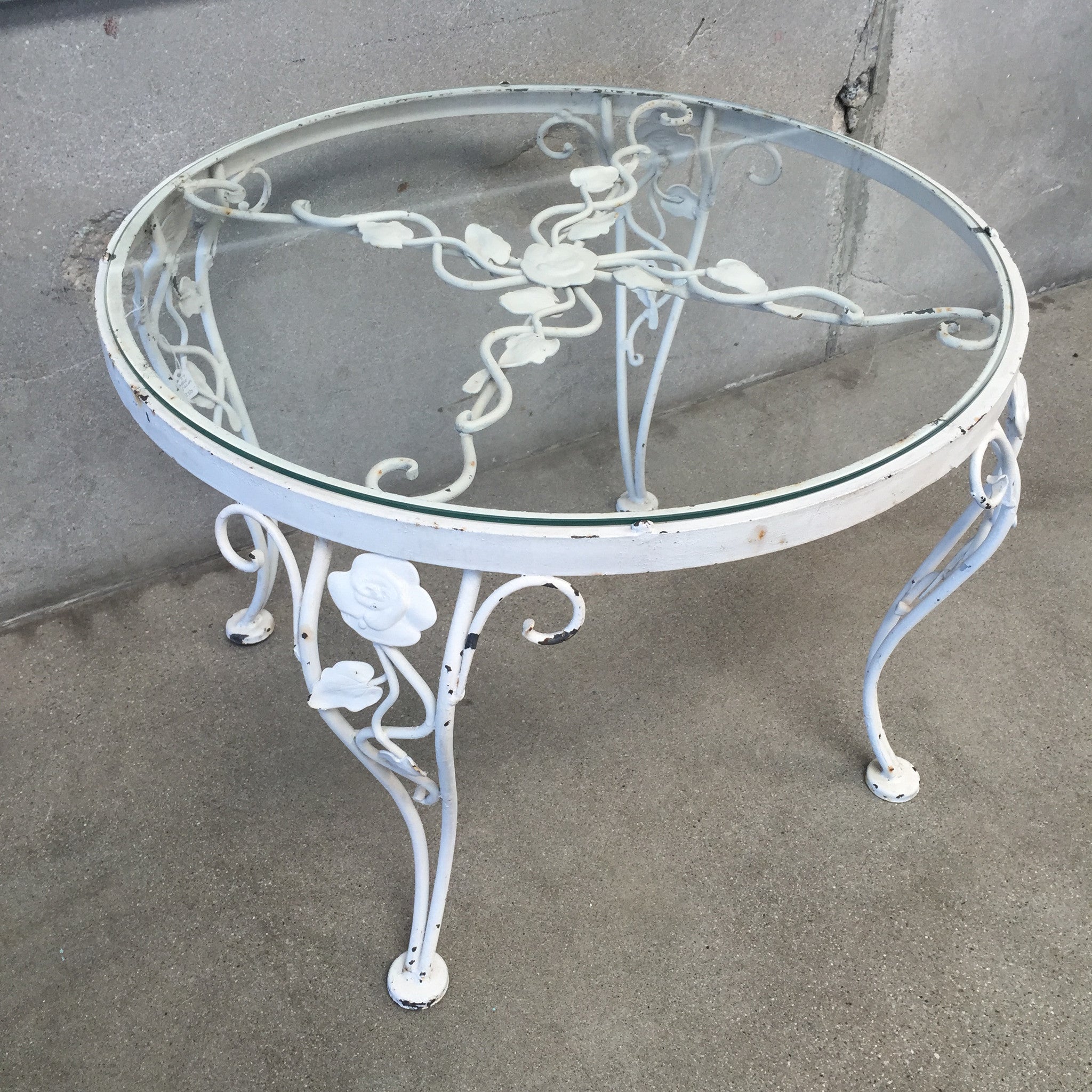 White Wrought Iron Table With Glass Top â€“ UrbanAmericana - ... White Wrought Iron Table With Glass Top