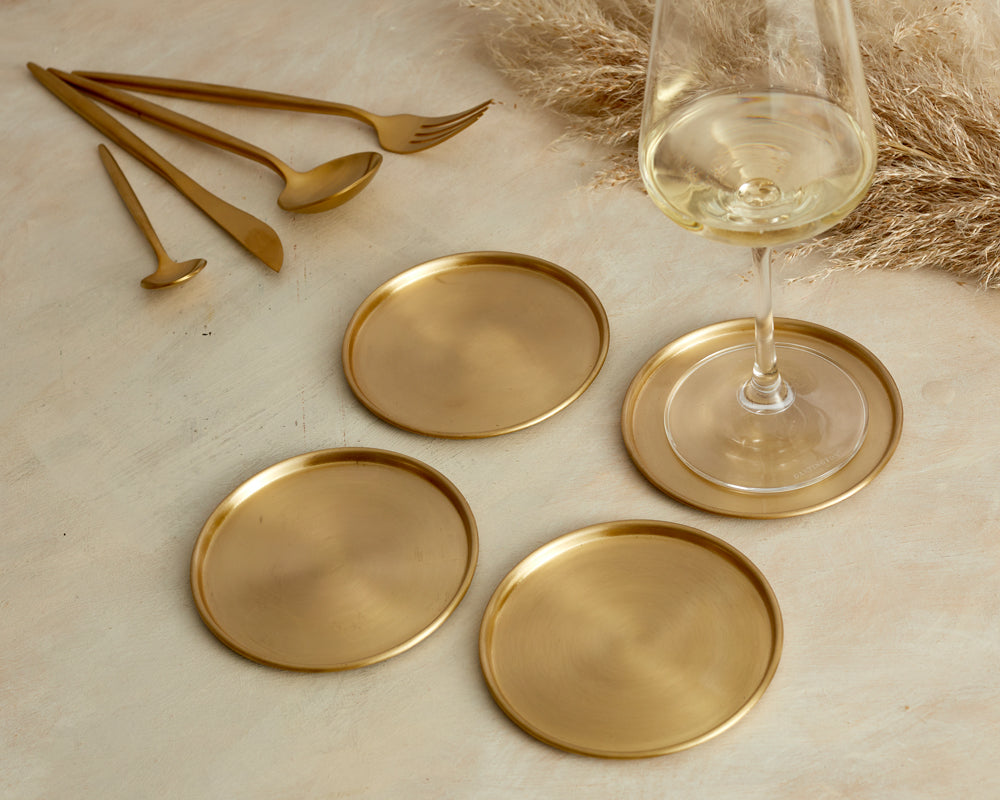 What a Host Home: Gold Glass Brass Modern Coasters