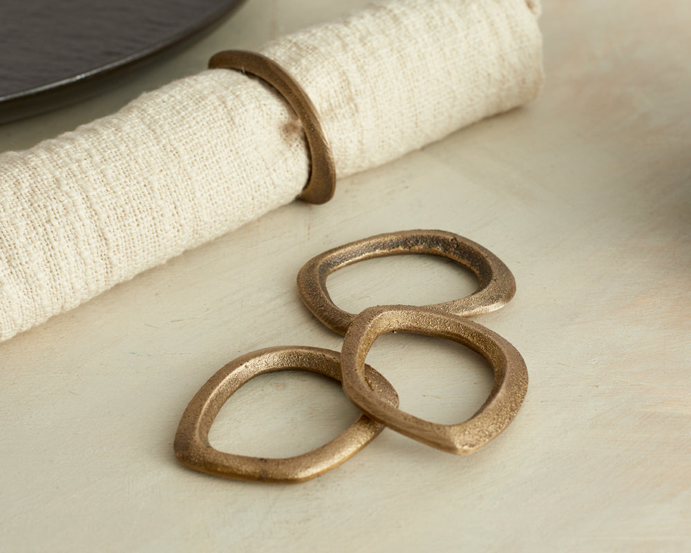 What a Host Home: Rustic Brass Gold Napkin Rings Set of 4