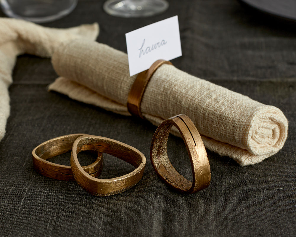 What a Host Home: Rustic Brass Gold Napkin Rings Set of 4