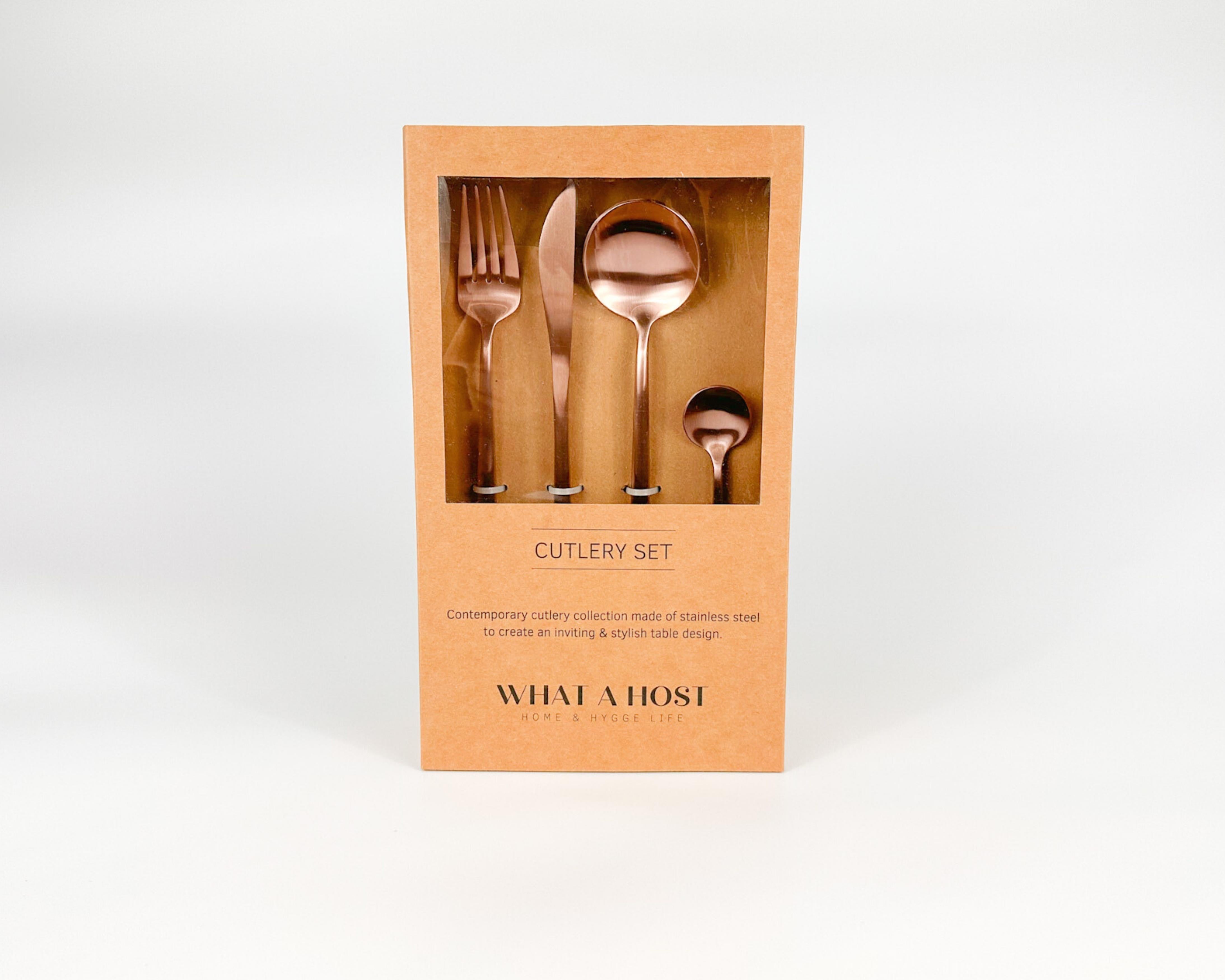 What a Host Home: Gold Rose Cooper Cutlery Set Stainless Steel