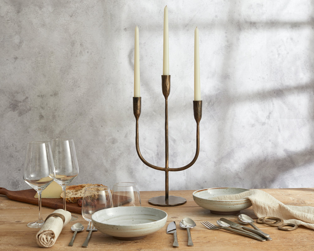 What a Host Home: Rustic Trident Candle Holder Candelabra Brass Gold