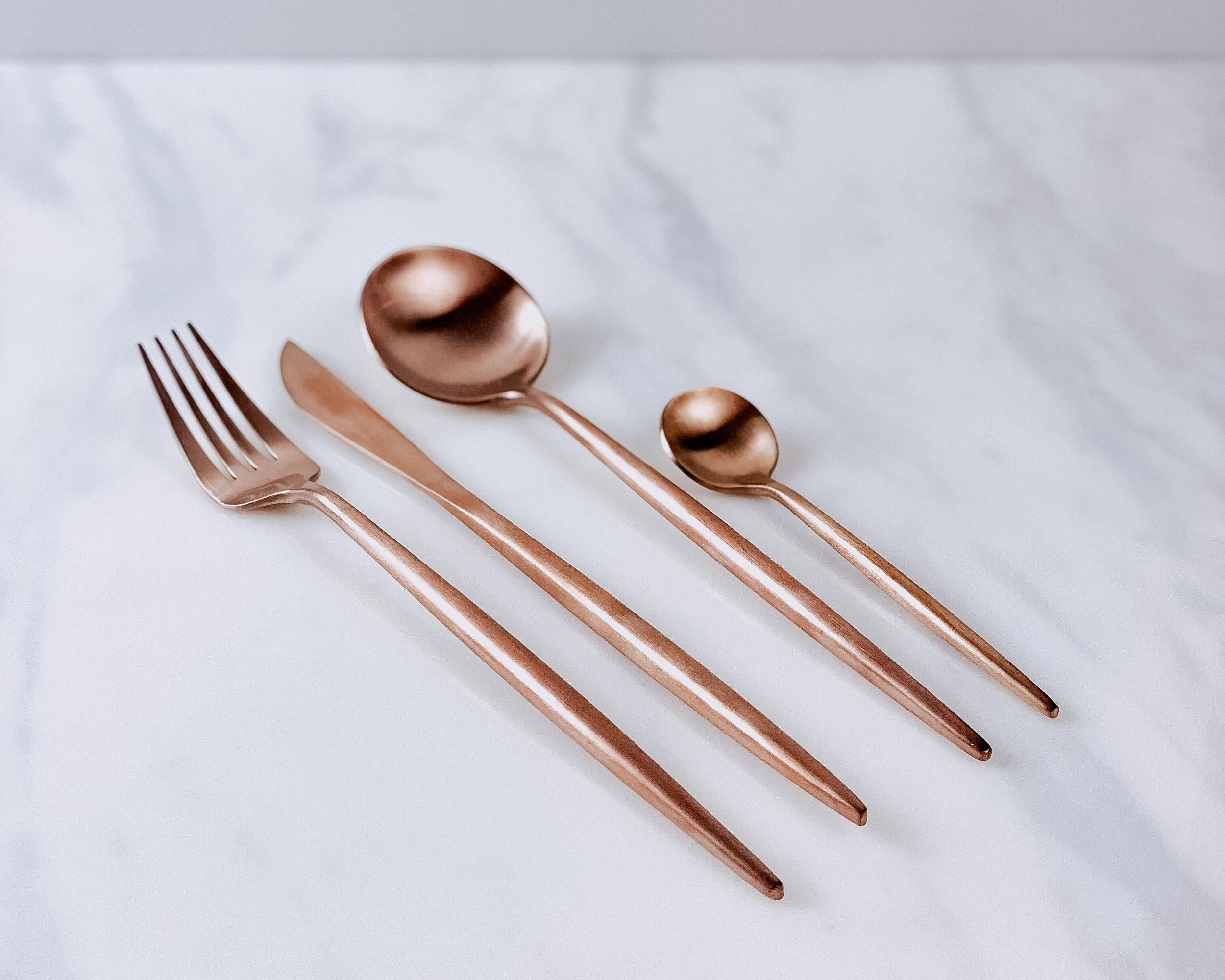 Stainless Steel Gold Rose Cutlery Set from What a Host Home Decor