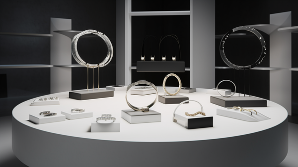 "A diverse collection of contemporary jewellery pieces, reflecting various materials and styles