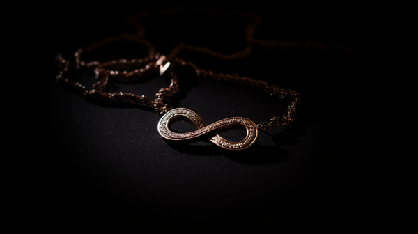 A beautifully crafted piece of jewelry with a recognizable symbol, infinity sign