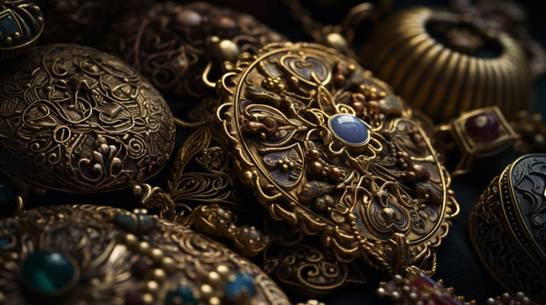 Diverse collection of historical and cultural jewellery showcasing intricate designs and unique features.