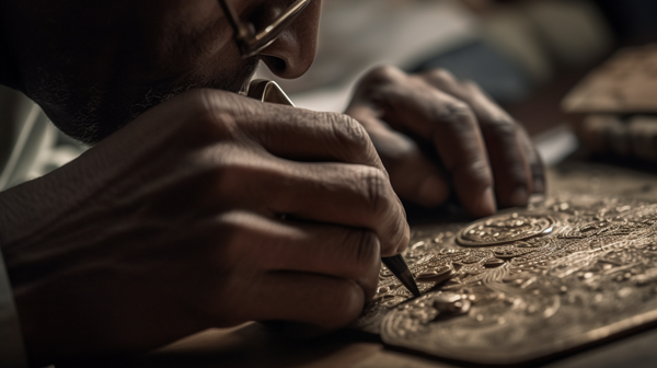 A traditional jeweller meticulously crafting a piece of jewellery.