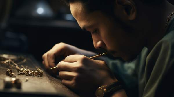 A skilled jeweller meticulously crafting a piece of jewellery