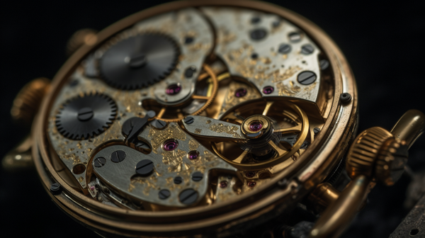 detailed close-up shot of a vintage watch mechanism