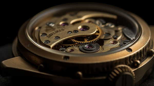 detailed close-up shot of a vintage watch mechanism
