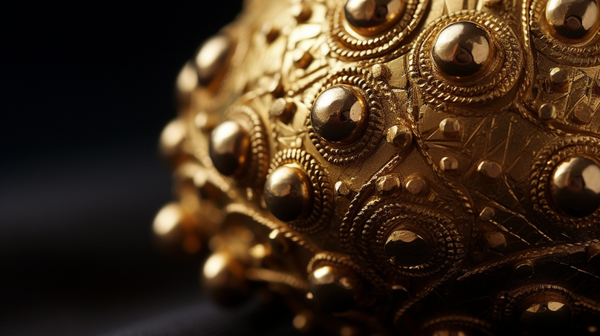 Close-up of Etruscan gold granulation-decorated jewel