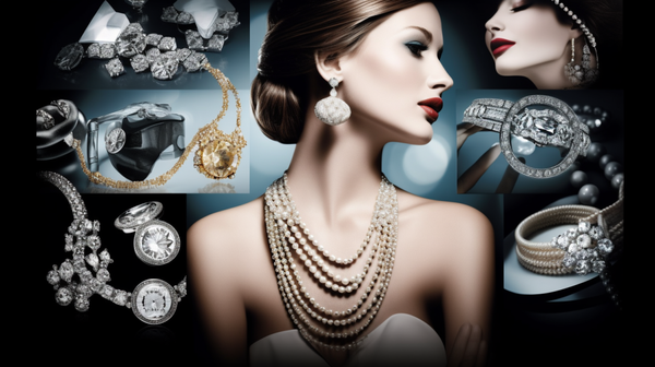 A collage of diverse jewelry advertisements from various media sources, showcasing a mix of brands, celebrity endorsements, and styles.