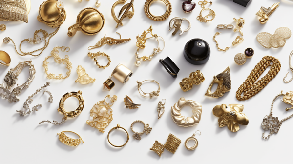 A collage showcasing the evolution of jewelry trends across different time periods.