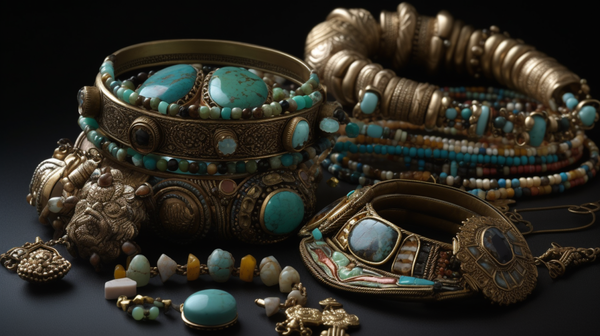 Assorted pieces of jewellery from different cultures showcasing the diverse styles and materials used in their creation.