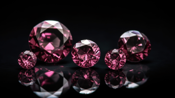 A collection of the Argyle Pink™ Diamonds displayed on a velvet black background