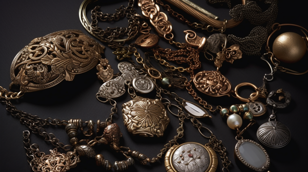 Diverse collection of jewelry items representing different cultures, eras, and functions, including traditional, sentimental, artistic, and decorative pieces.