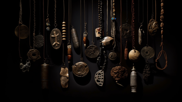 An array of ancient and contemporary amulets, showcasing a variety of forms and materials, illuminating the enduring allure of these magical objects.