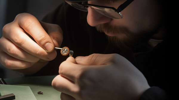 A skilled jeweler meticulously crafting a customizable jewelry piece.