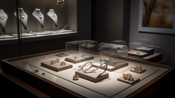 A diverse collection of innovative jewellery pieces exhibited in a contemporary art gallery, signifying the recognition of jewellery as an art form.