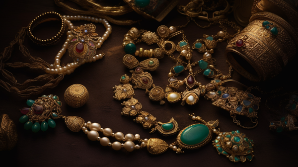 A diverse collection of traditional jewellery pieces representing various cultures.