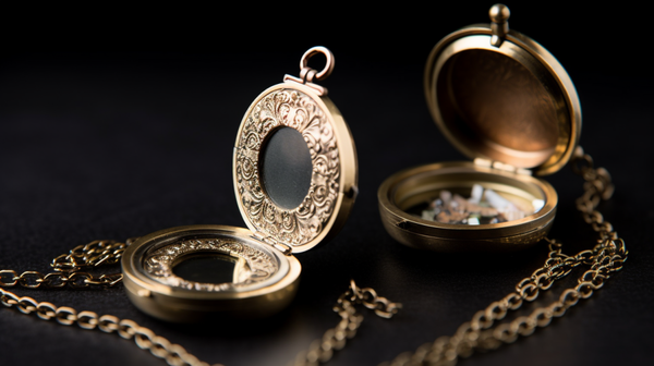 Close-up image of an open locket containing a faded photograph, symbolizing a memento of remembrance.