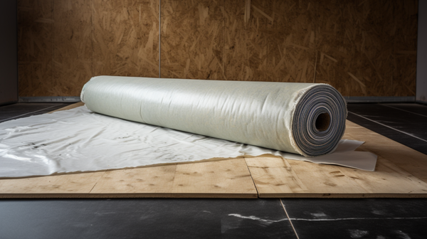 A snapshot of insulation materials placed on a concrete floor before wooden flooring is laid over it.