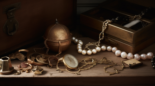 A still life shot of various timeless jewelry pieces from different eras