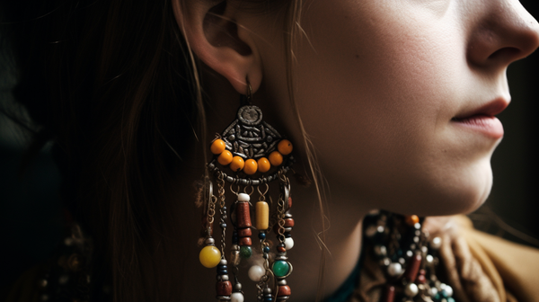 A young woman wearing a bohemian-inspired pendant, showcasing how jewelry can reflect cultural influences.