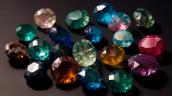 different gemstones against a neutral background