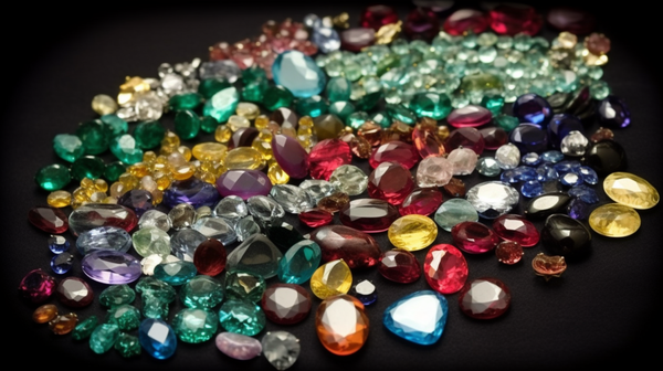 various types of gemstones - diamonds, sapphires, rubies, emeralds