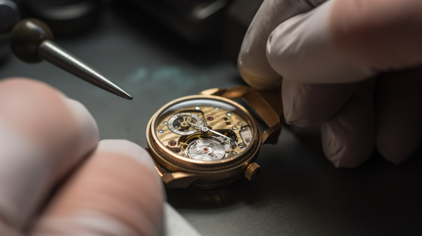 vintage watch being serviced and cleaned