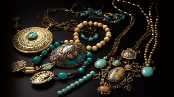 A diverse collection of ethnic jewelry featuring a range of cultures, highlighting the intricate design and traditional craftsmanship of each piece.