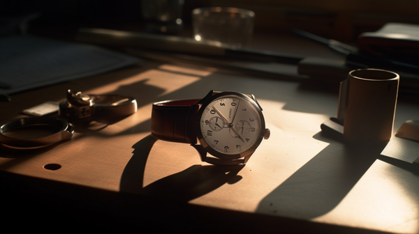 Close-up of softer shadows on a horologist's workbench under the north-facing light.