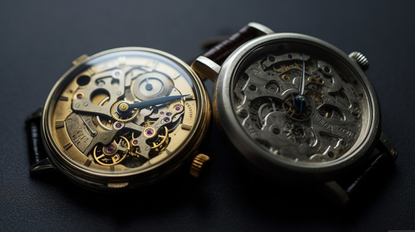 side-by-side image of a vintage watch and a modern mechanical watch