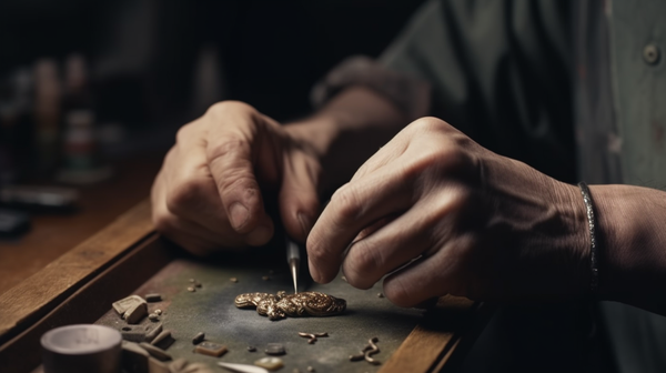 Traditional jeweler at work, demonstrating intricate craftsmanship and skill.
