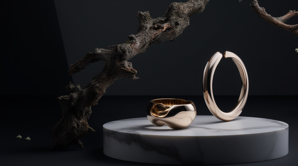 An innovative contemporary concept jewelry piece showcased against a minimalist backdrop.