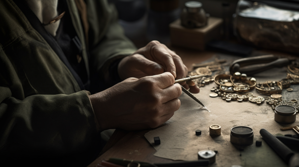 Jeweller working on an innovative design at their workbench